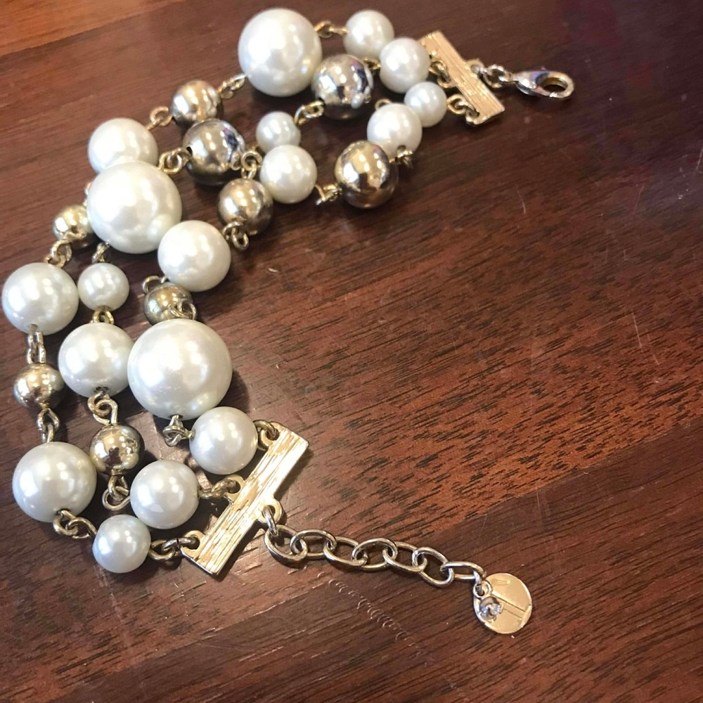 Talbots Gold and Silver Faux Pearl Bracelet